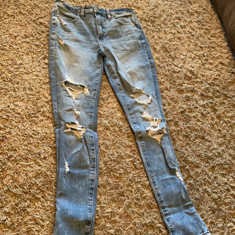 High Waisted Distressed Skinny Jeans